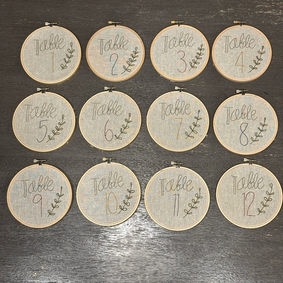 Other - Elegant Embroidered Table Numbers 1-12